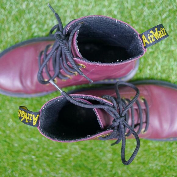 Dr. Martens Luana Combat Boots - Cherry Red Leather - Women's Size 7 - Picture 4 of 7